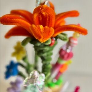 Vibrant Orange Floral Hair Clip